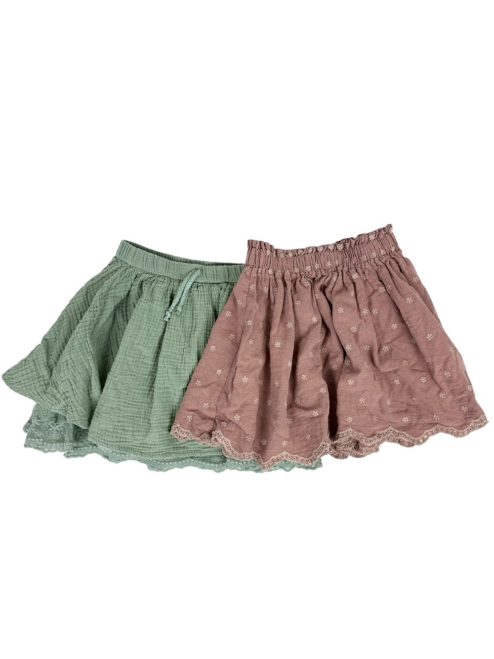 Rylee + Cru Mini Skirt Bundle Girls Sz 6/7 8/9 Floral Embroidered Linen Cotton